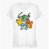 Tees * | Cheapest Pokemon Classic Group Bulbasaur, Pikachu, Charmander, And Squirtle Girls T-Shirt White