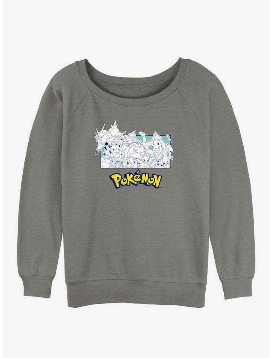 Girls * | Best Sale Pokemon The Classics Girls Slouchy Sweatshirt Gray Htr