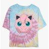 Tees * | Hot Sale Pokemon Jigglypuff Tie Dye Crop Girls T-Shirt Blupnkly