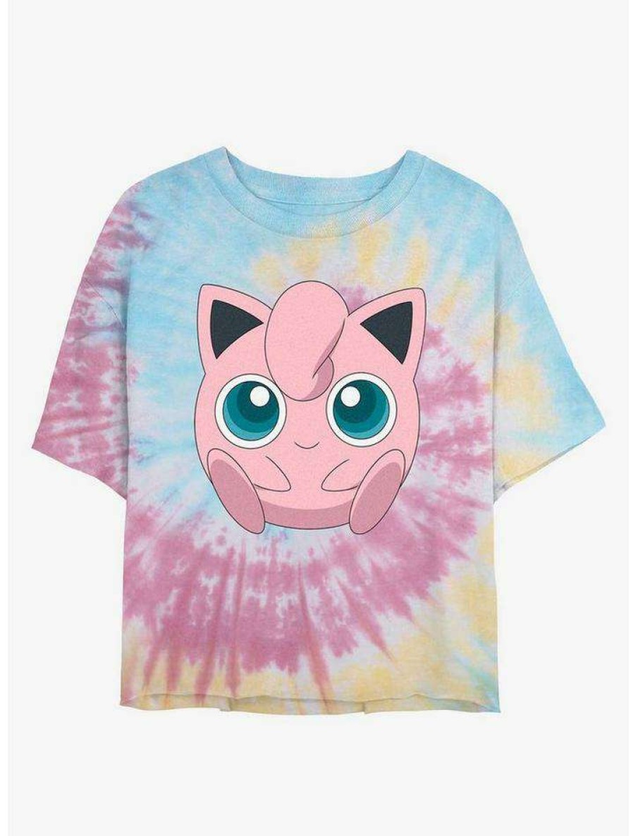 Tees * | Hot Sale Pokemon Jigglypuff Tie Dye Crop Girls T-Shirt Blupnkly