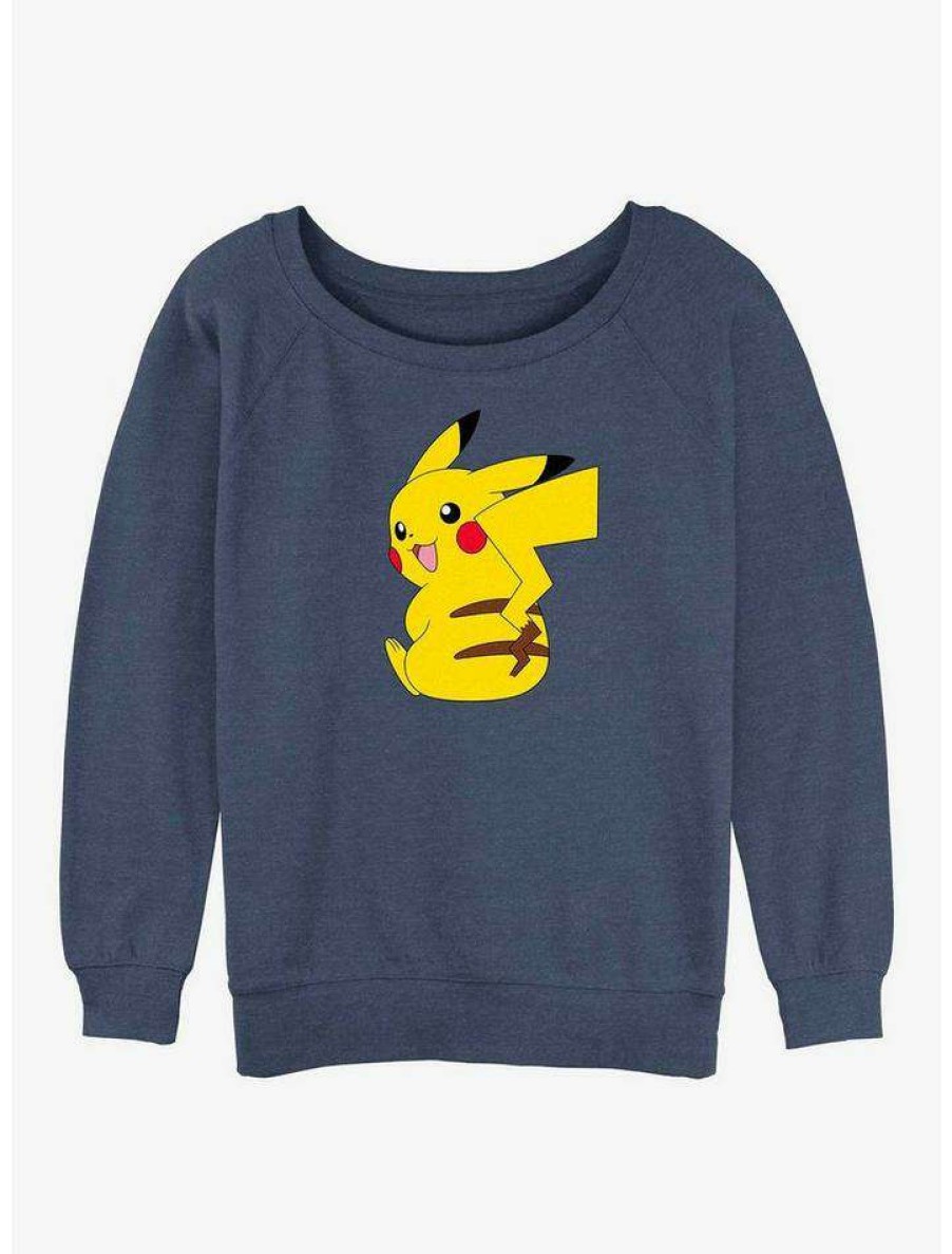 Girls * | Best Reviews Of Pokemon Cheeky Pikachu Girls Slouchy Sweatshirt Bluehtr