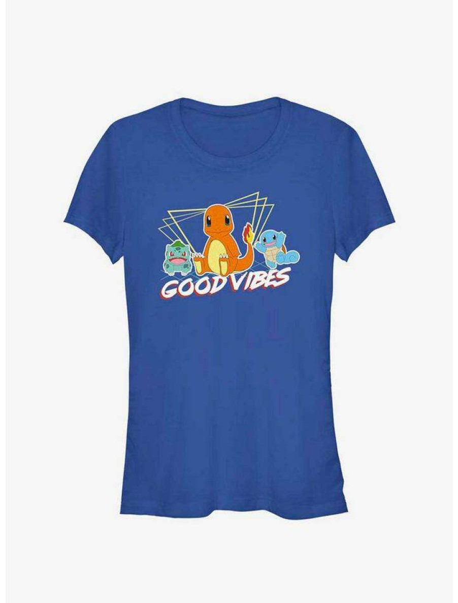 Tees * | Best Sale Pokemon Good Vibes Starters Girls T-Shirt Royal