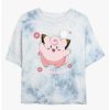 Tees * | New Pokemon Clefairy Fairy Dance Tie-Dye Girls Crop T-Shirt Whiteblue