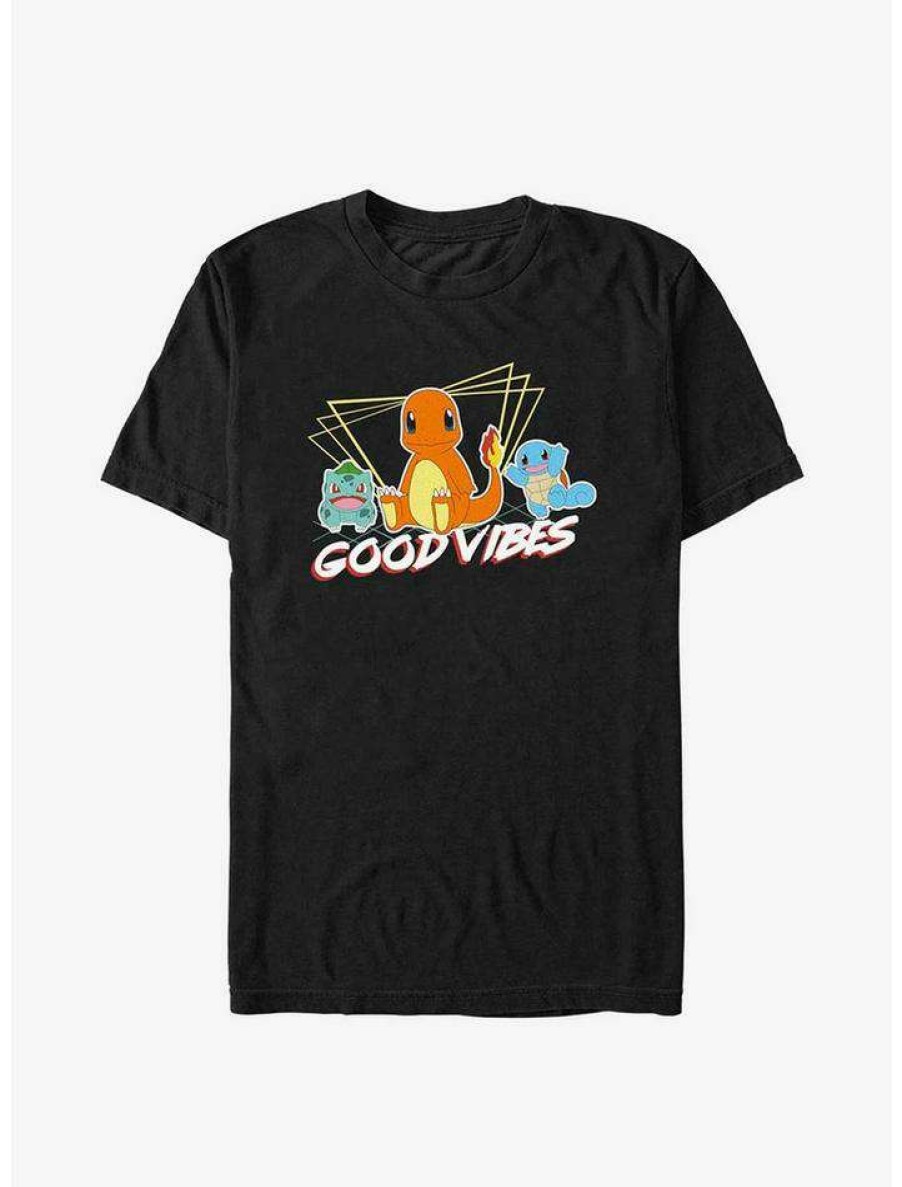 Guys * | Cheap Pokemon Good Vibes Starters T-Shirt Black