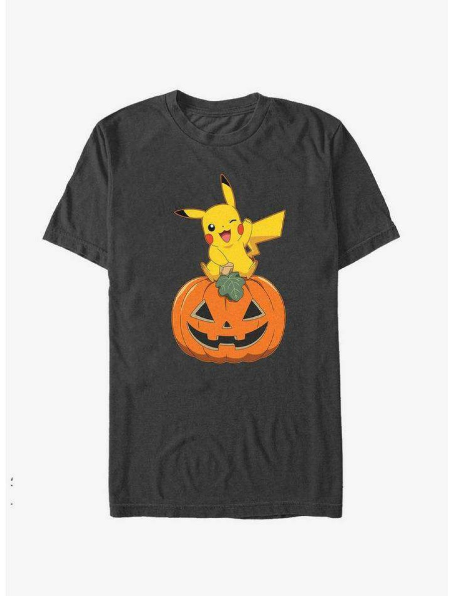 Tees * | Best Reviews Of Pokemon Pikachu Pumpkin T-Shirt Black