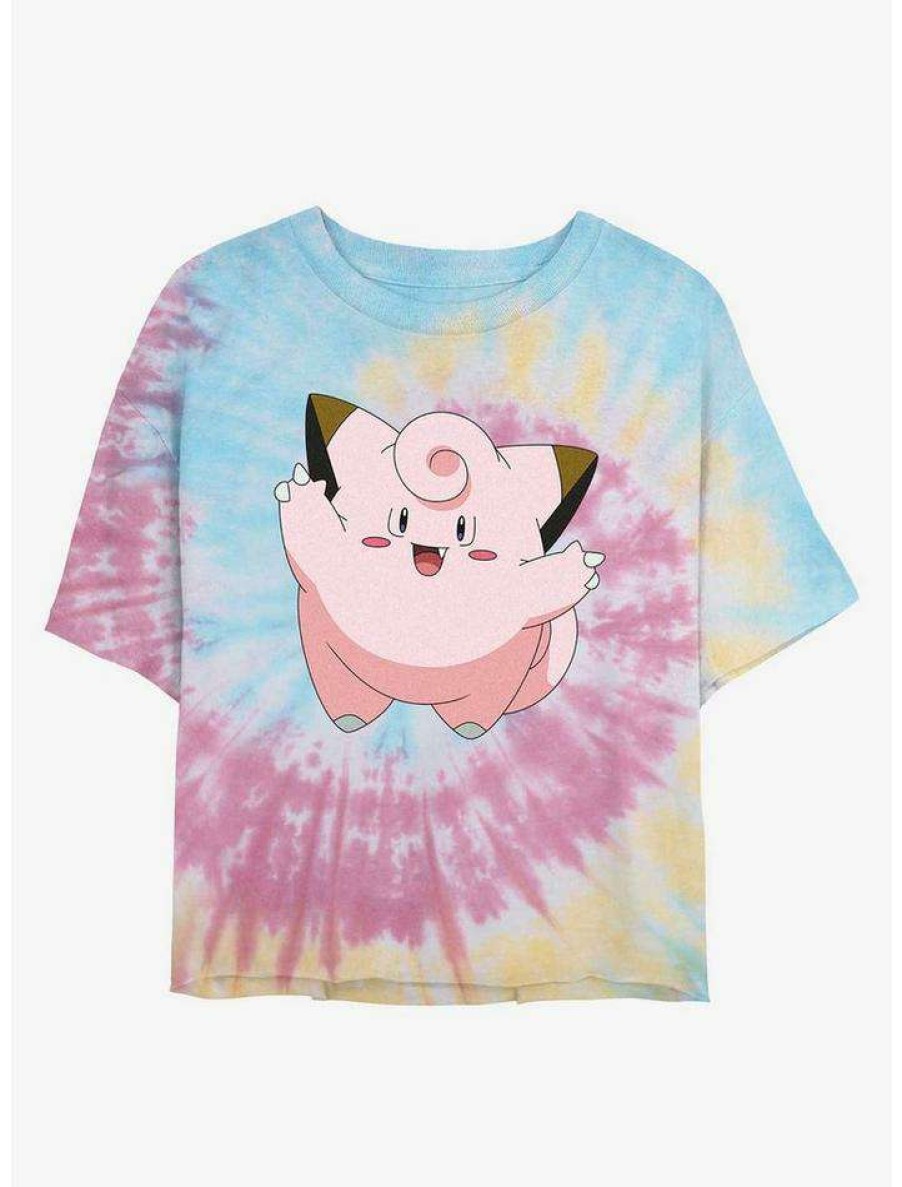 Tees * | Cheapest Pokemon Clefairy Tie-Dye Girls Crop T-Shirt Blupnkly