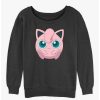 Girls * | Budget Pokemon Jigglypuff Face Girls Slouchy Sweatshirt Char Htr