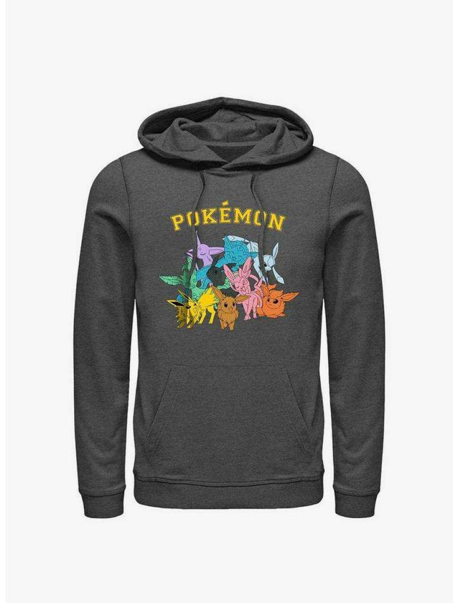 Guys * | Flash Sale Pokemon Eeveelutions Hoodie Char Htr