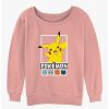 Girls * | Cheap Pokemon Battle Lineup Pikachu, Squirtle, Bulbasaur, Charmander, & Snorlax Girls Slouchy Sweatshirt Desertpnk