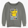 Girls * | New Pokemon Battle Lineup Pikachu, Squirtle, Bulbasaur, Charmander, & Snorlax Girls Slouchy Sweatshirt Gray Htr