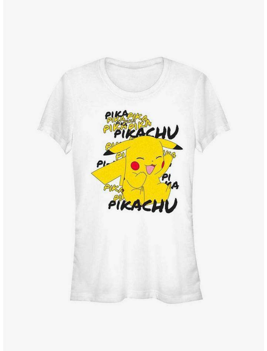 Tees * | Buy Pokemon Pikachu Cracks A Joke Girls T-Shirt White