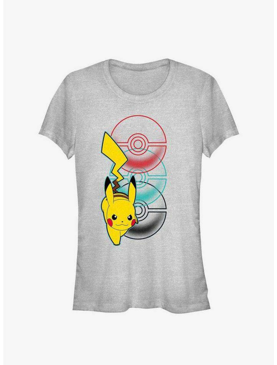 Tees * | New Pokemon Catch Pikachu Girls T-Shirt Ath Htr