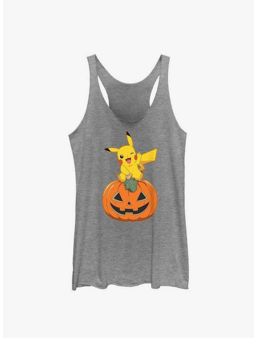 Girls * | Deals Pokemon Pikachu Pumpkin Girls Tank Gray Htr