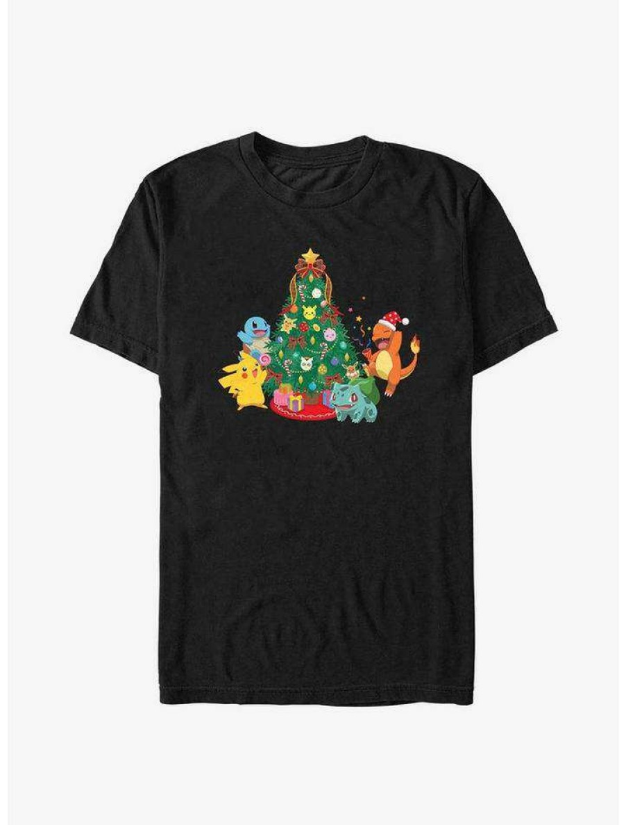 Guys * | Top 10 Pokemon Christmas Tree T-Shirt Black