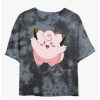 Tees * | Cheapest Pokemon Clefairy Tie-Dye Girls Crop T-Shirt Blkchar