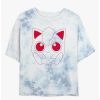 Tees * | Outlet Pokemon Jigglypuff Outline Tie-Dye Girls Crop T-Shirt Whiteblue