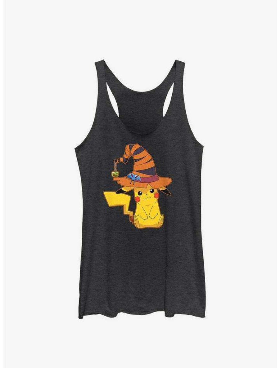 Girls * | Top 10 Pokemon Pikachu Witch Girls Tank Blk Htr