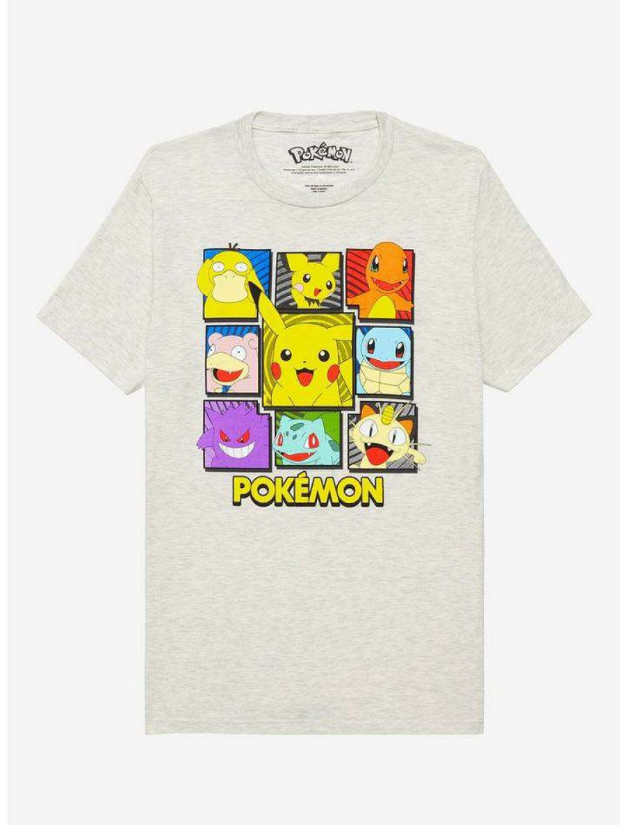 Tees * | Buy Pokemon Classic Characters Grid Boyfriend Fit Girls T-Shirt Multi