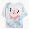 Tees * | Flash Sale Pokemon Clefairy Tie-Dye Girls Crop T-Shirt Whiteblue