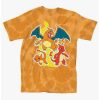 Girls * | New Pokemon Fire Types Tie-Dye Boyfriend Fit Girls T-Shirt Multi