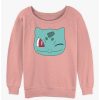 Girls * | Buy Pokemon Bulbasaur Face Girls Slouchy Sweatshirt Desertpnk