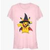 Tees * | Promo Pokemon Pikachu Witch Hat Girls T-Shirt Light Pink