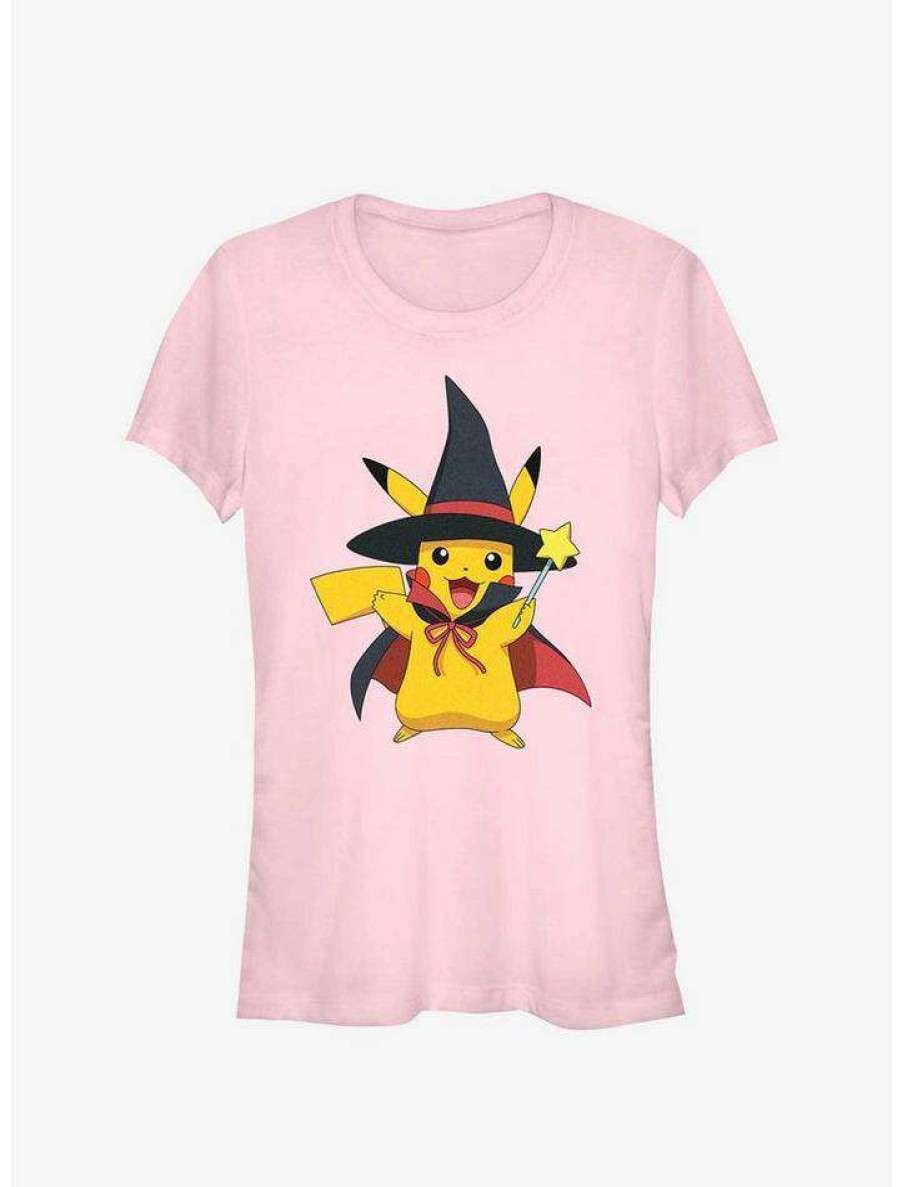 Tees * | Promo Pokemon Pikachu Witch Hat Girls T-Shirt Light Pink