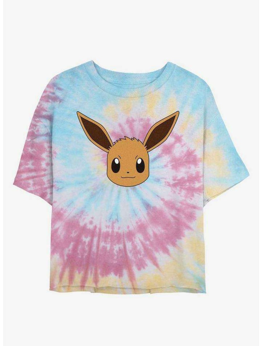 Tees * | Hot Sale Pokemon Eevee Face Tie-Dye Girls Crop T-Shirt Blupnkly