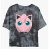 Tees * | Coupon Pokemon Jigglypuff Face Tie-Dye Girls Crop T-Shirt Blkchar