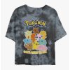 Tees * | Outlet Pokemon Gang Tie-Dye Girls Crop T-Shirt Blkchar