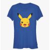 Tees * | Discount Pokemon Pikachu Big Face Girls T-Shirt Royal