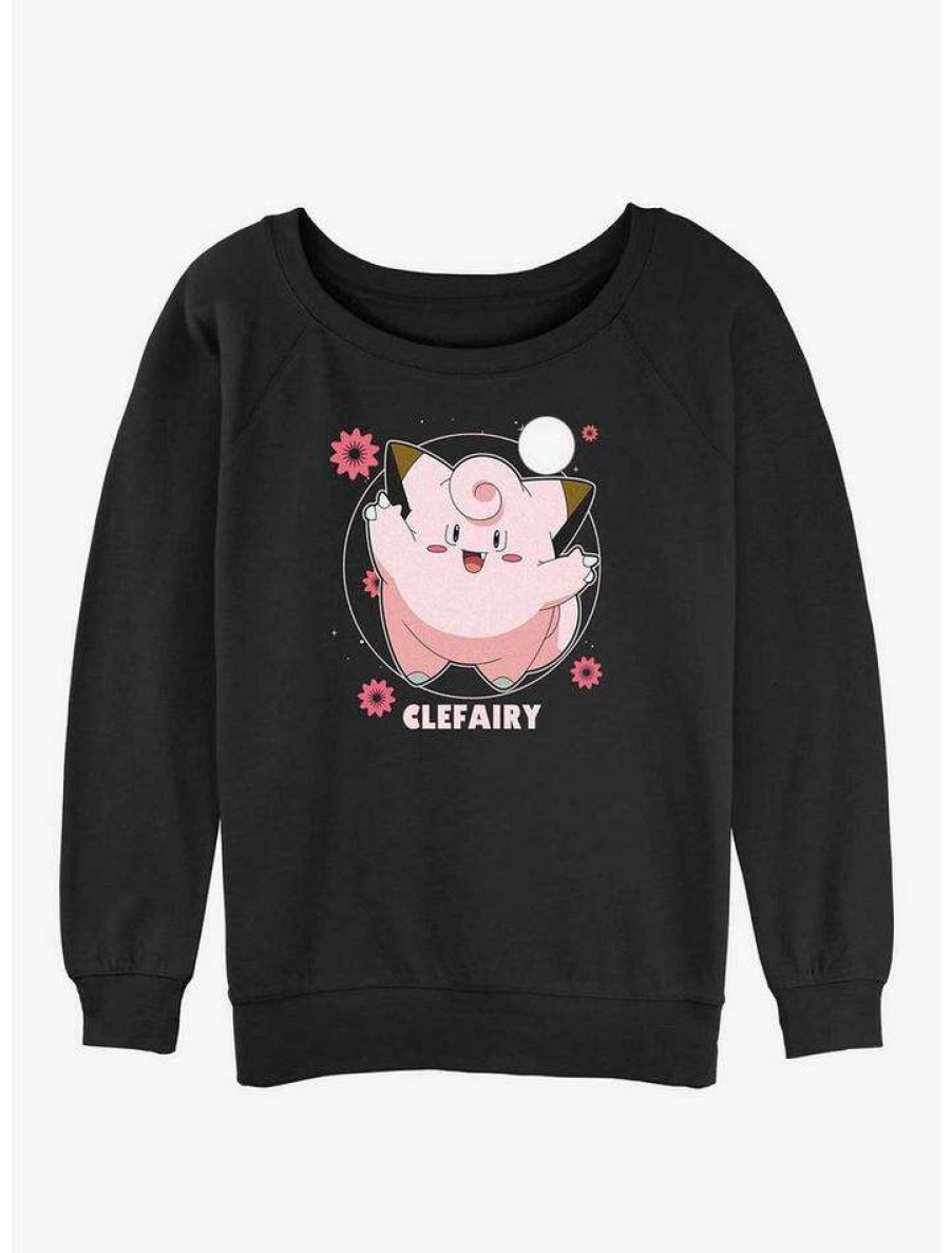 Girls * | Coupon Pokemon Clefairy Fairy Dance Girls Slouchy Sweatshirt Black