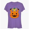 Tees * | Deals Pokemon Pumpkin Pikachu Girls T-Shirt Purple