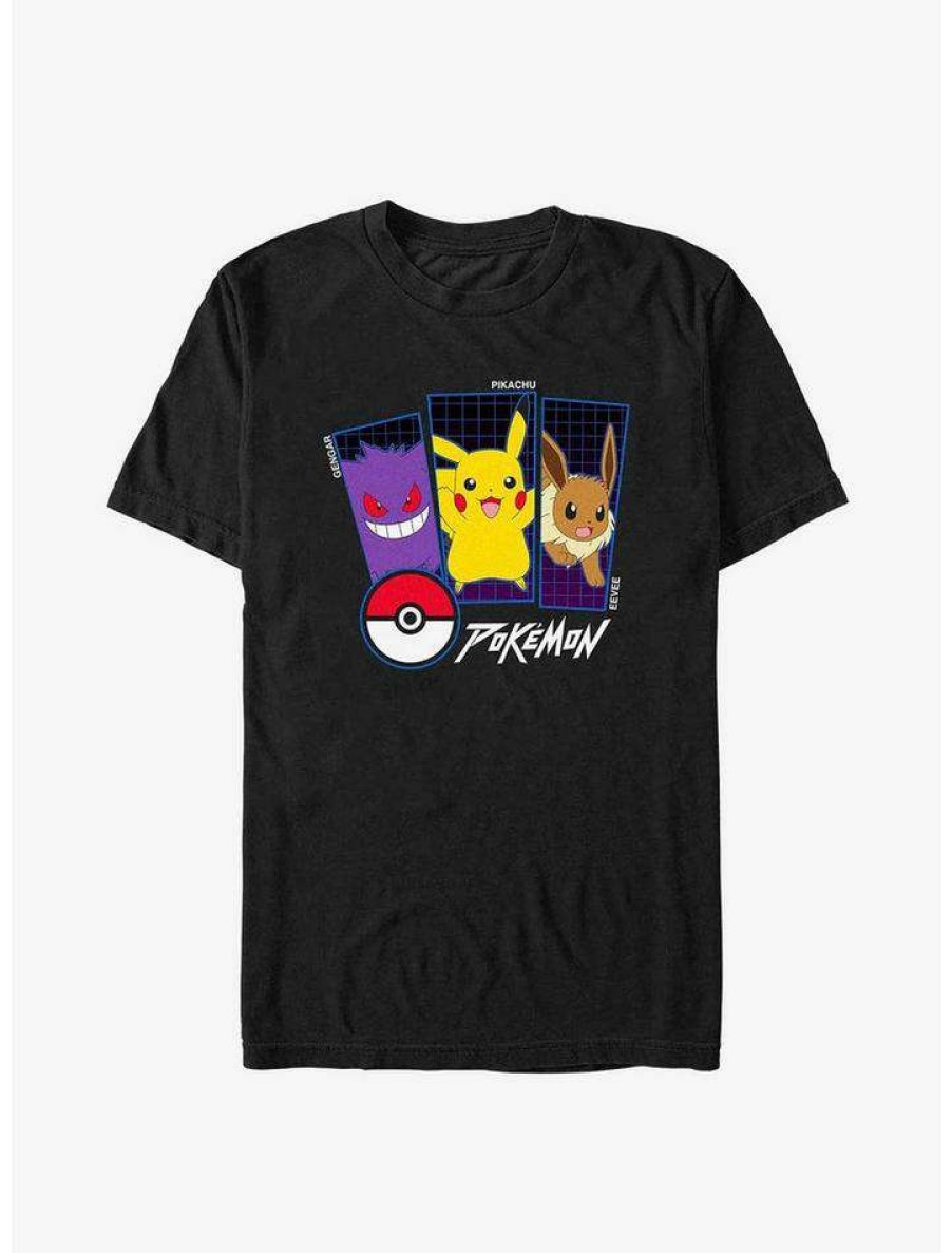 Tees * | Wholesale Pokemon Pokemon Trio Gengar, Pikachu, And Eevee T-Shirt Black