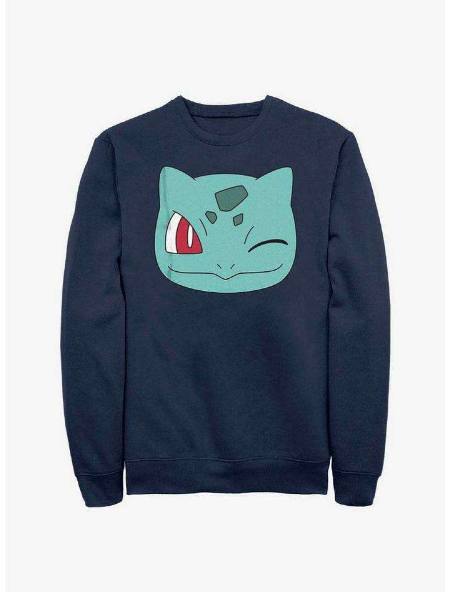 Guys * | Cheap Pokemon Bulbasaur Face Sweatshirt Navy