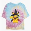 Tees * | Promo Pokemon Wizard Pikachu Tie-Dye Girls Crop T-Shirt Blupnkly