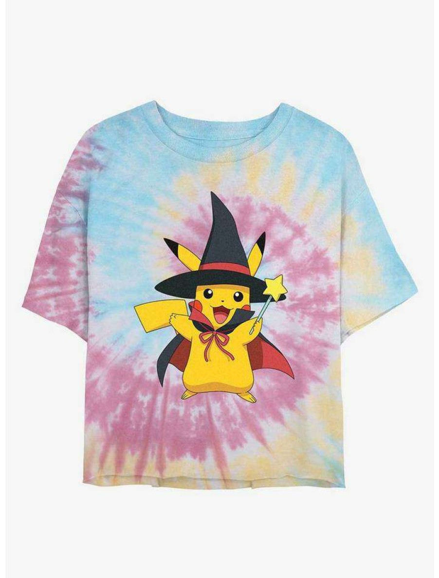 Tees * | Promo Pokemon Wizard Pikachu Tie-Dye Girls Crop T-Shirt Blupnkly