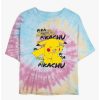 Tees * | Outlet Pokemon Pikachu Cracks A Joke Tie-Dye Girls Crop T-Shirt Blupnkly