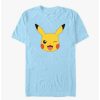 Guys * | Wholesale Pokemon Pikachu Big Face T-Shirt Lt Blue