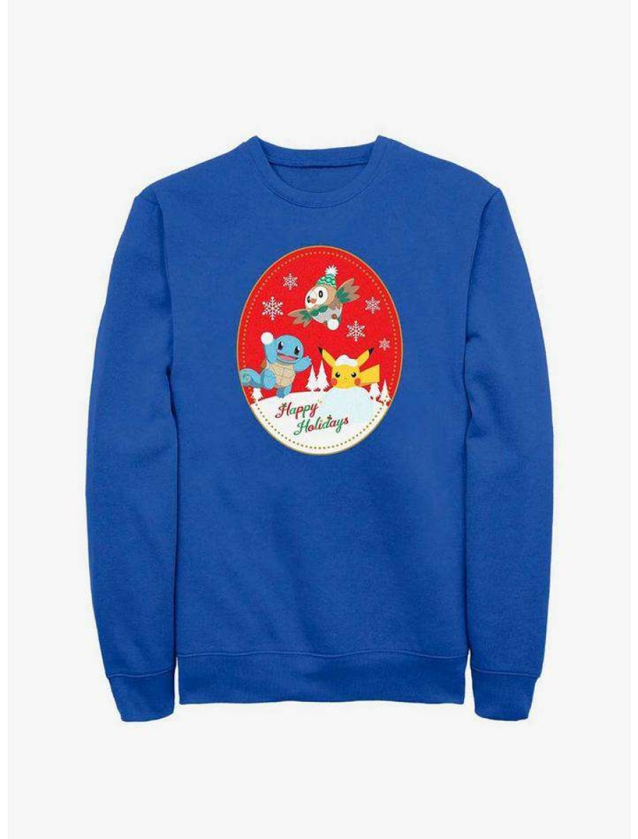 Guys * | Buy Pokemon Happy Holiday Snow Day Sweatshirt Royal