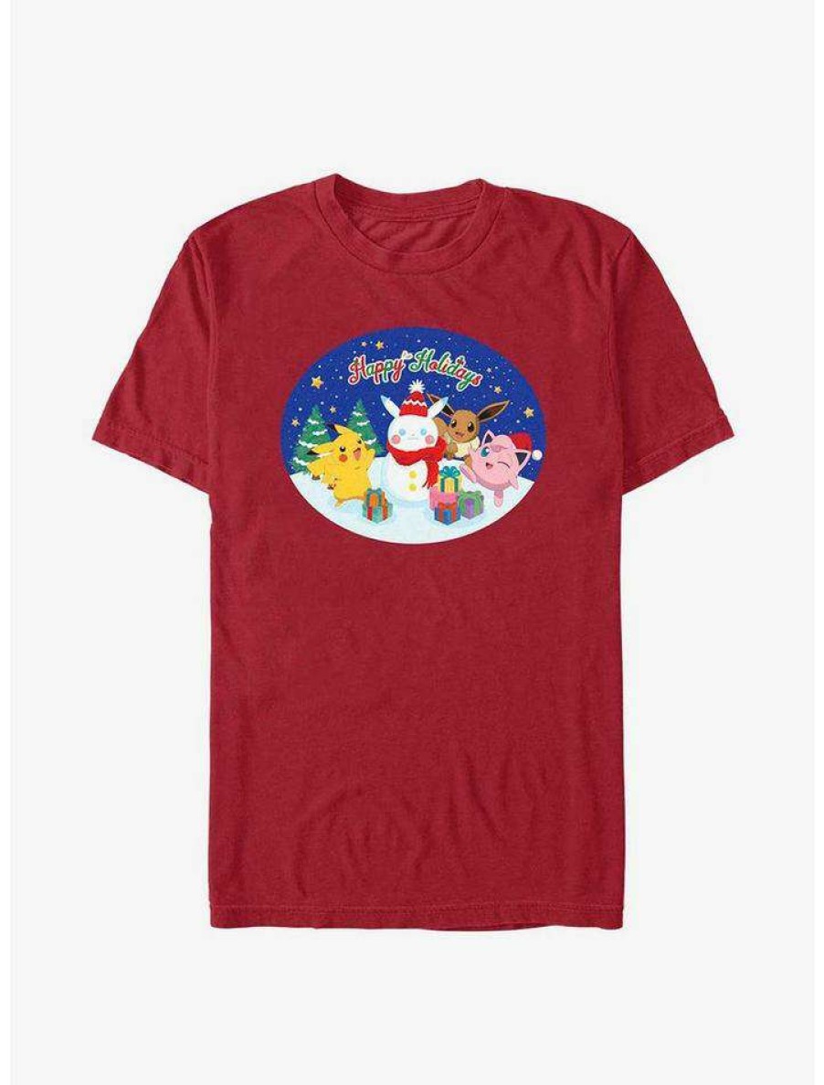 Guys * | Budget Pokemon Happy Holidays Snowman T-Shirt Cardinal