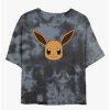 Tees * | Best Sale Pokemon Eevee Face Tie-Dye Girls Crop T-Shirt Blkchar