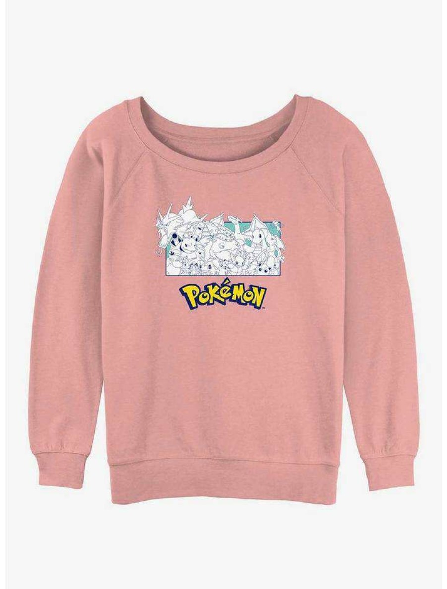 Girls * | Flash Sale Pokemon The Classics Girls Slouchy Sweatshirt Desertpnk