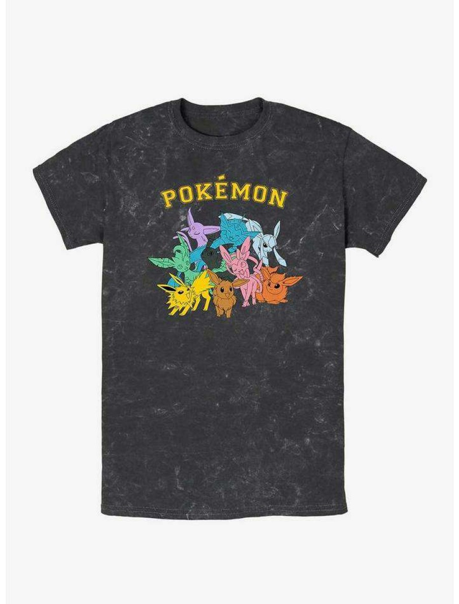 Guys * | Coupon Pokemon Gotta Catch Eeveelutions Mineral Wash T-Shirt Black