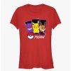 Tees * | Discount Pokemon Pokemon Trio Gengar, Pikachu, And Eevee Girls T-Shirt Red