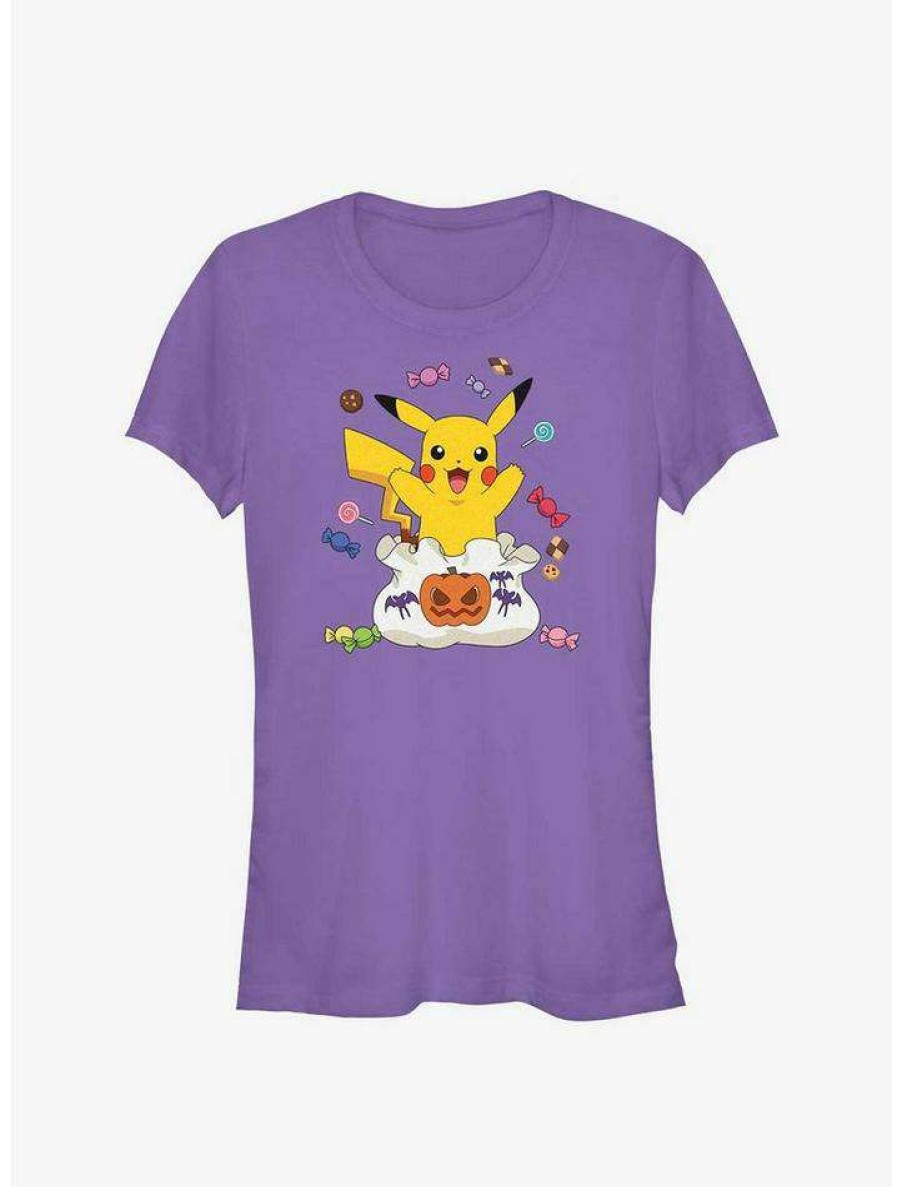 Girls * | Best Reviews Of Pokemon Pikachu Candy Girls T-Shirt Purple