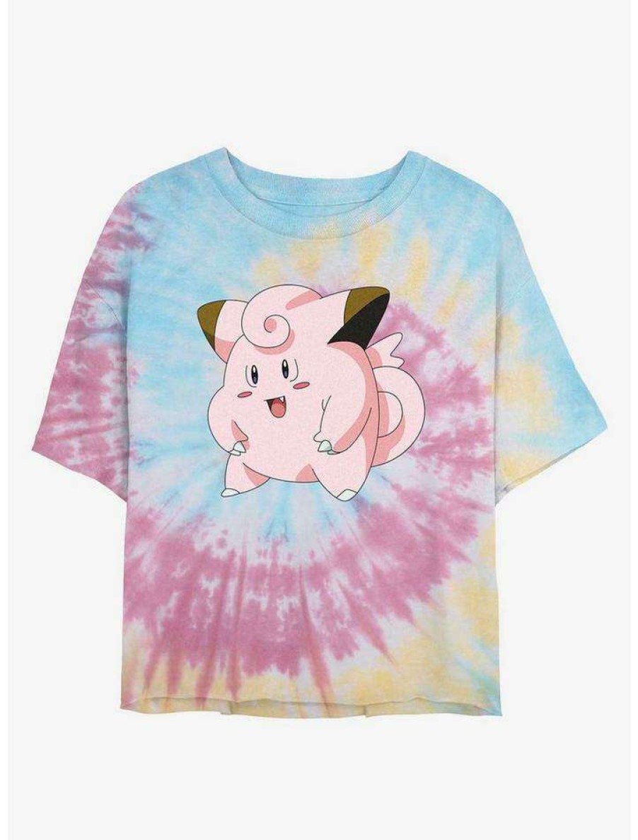 Tees * | Promo Pokemon Clefairy Pose Tie-Dye Girls Crop T-Shirt Blupnkly