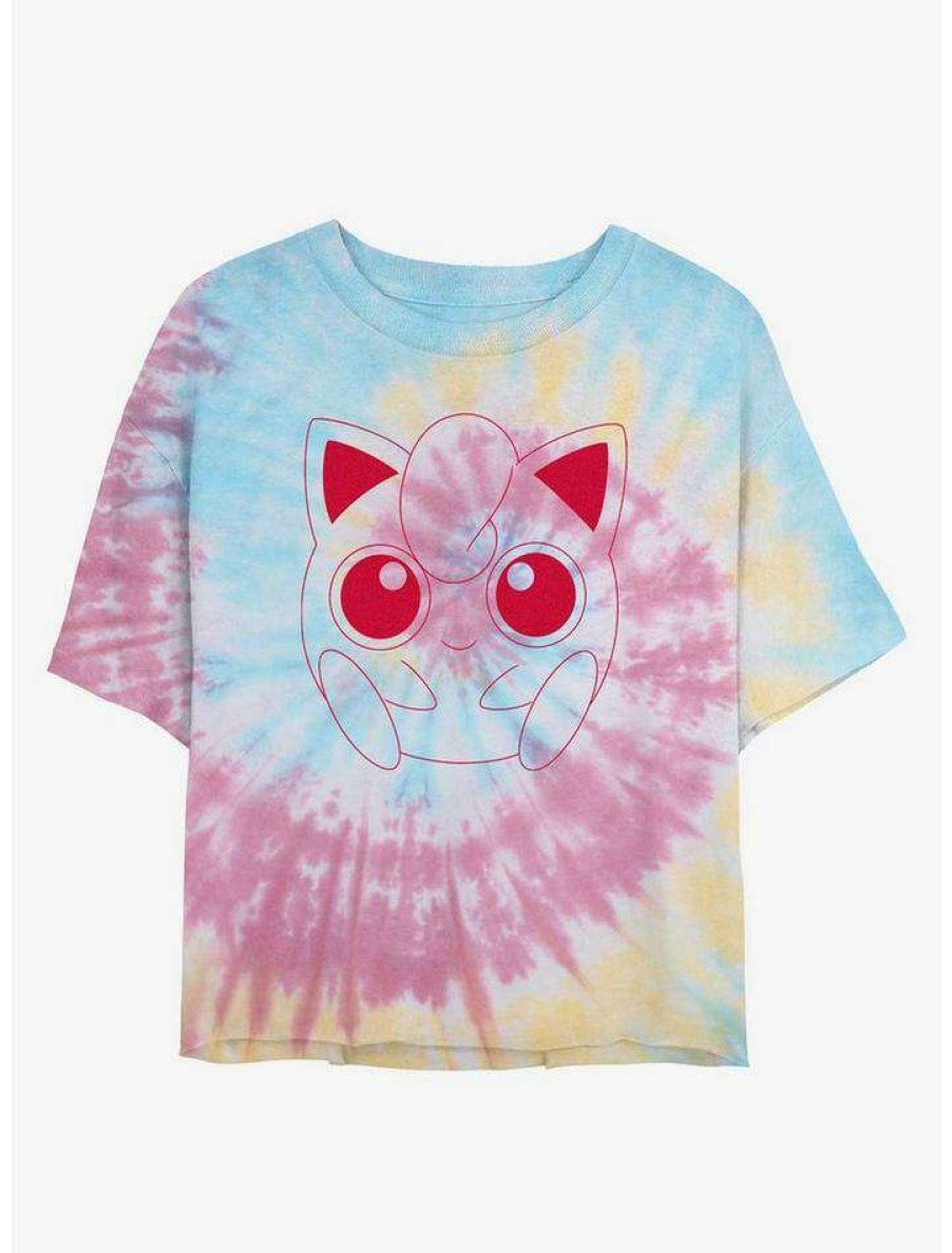 Tees * | Wholesale Pokemon Jigglypuff Outline Tie-Dye Girls Crop T-Shirt Blupnkly