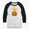 Tees * | Buy Pokemon Pikachu Pumpkin Raglan T-Shirt Whtblk