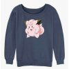 Girls * | Best Sale Pokemon Clefairy Pose Girls Slouchy Sweatshirt Bluehtr